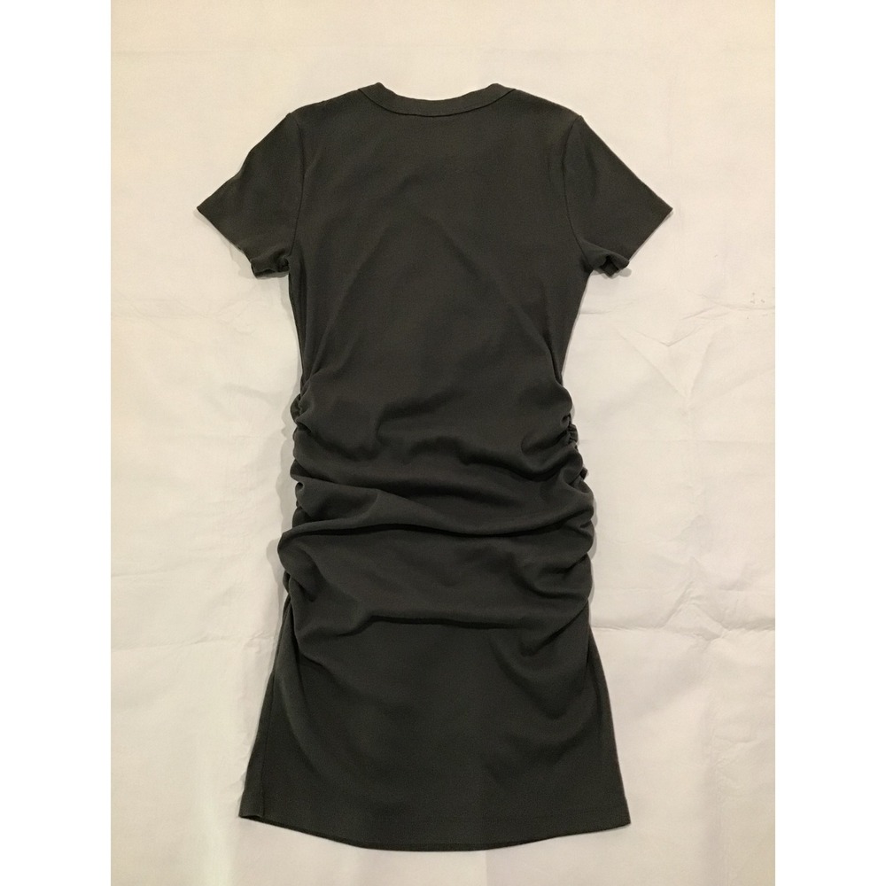 Michael Stars Womens Charcoal Grey Ribbed Ruched Short Sleeve Bodycon Dress XS/S - Picture 3 of 5
